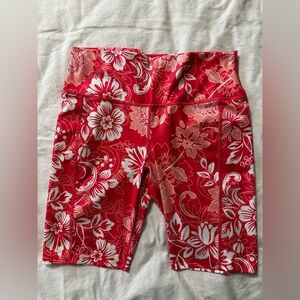 Vibrant Floral Coral Bike Shorts